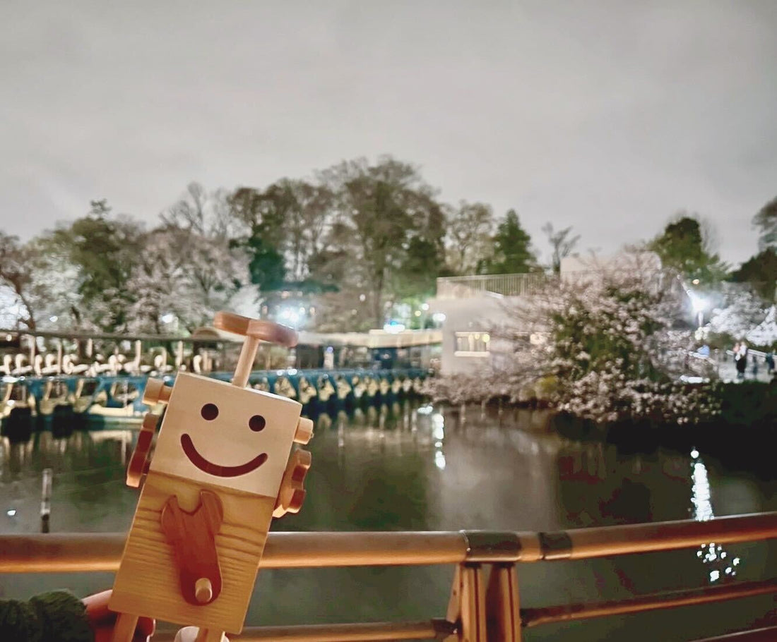 井の頭公園の夜桜とロボットクン