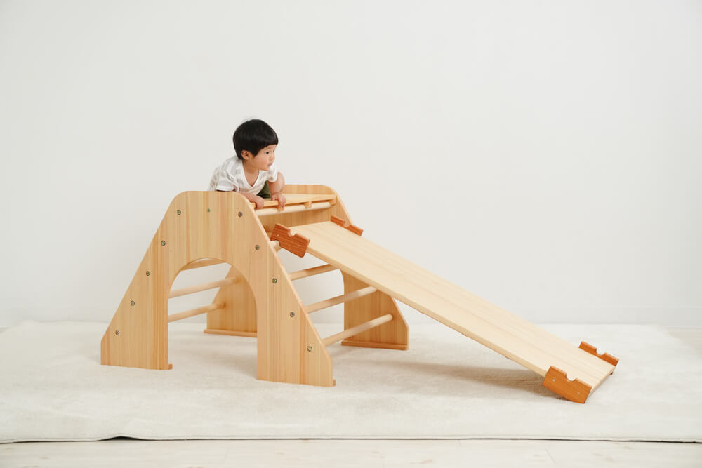 木製室内遊具登り台+滑り台
