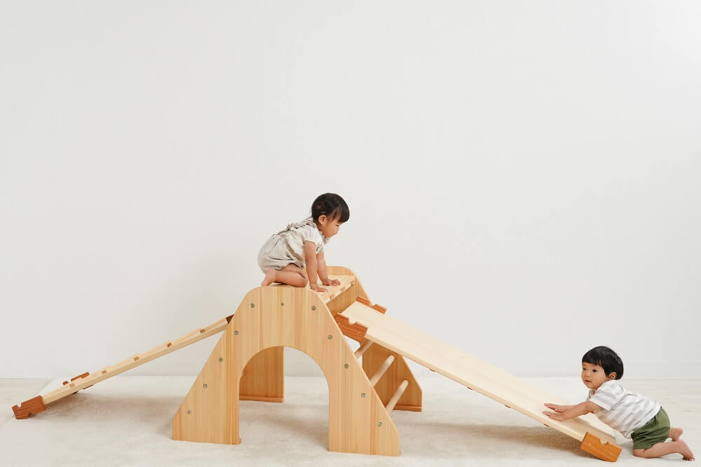 木製室内遊具登り台+滑り台