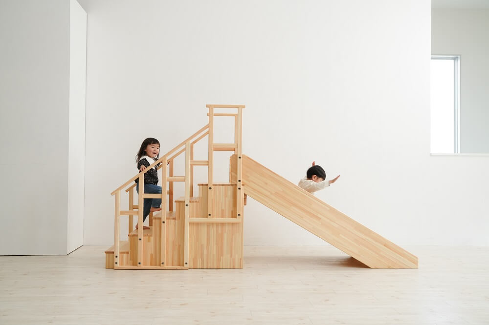 木製室内遊具階段滑り台