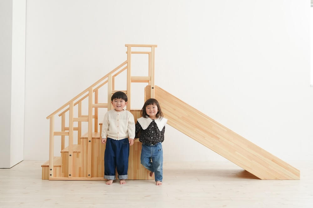 木製室内遊具階段滑り台