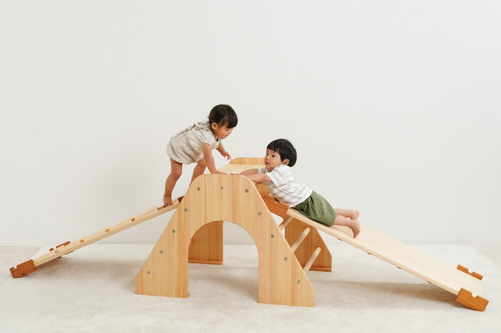 木製室内遊具登り台+滑り台