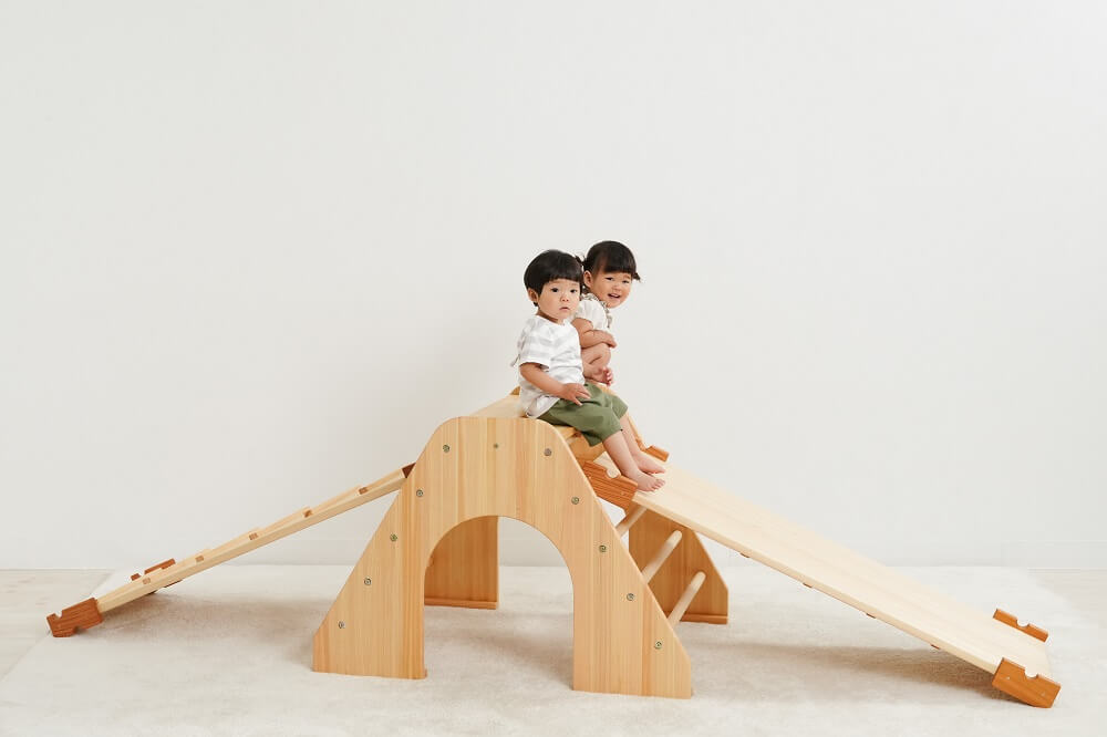 木製室内遊具登り台+滑り台