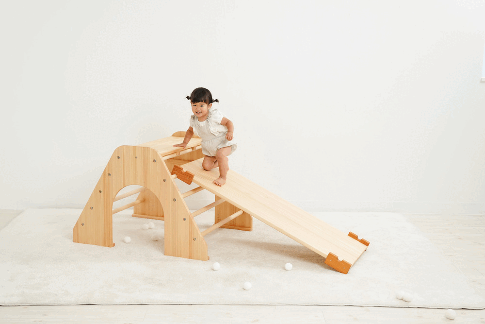 木製室内遊具登り台+滑り台