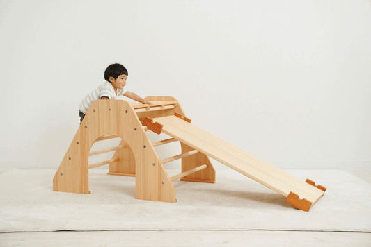 木製室内遊具登り台+滑り台